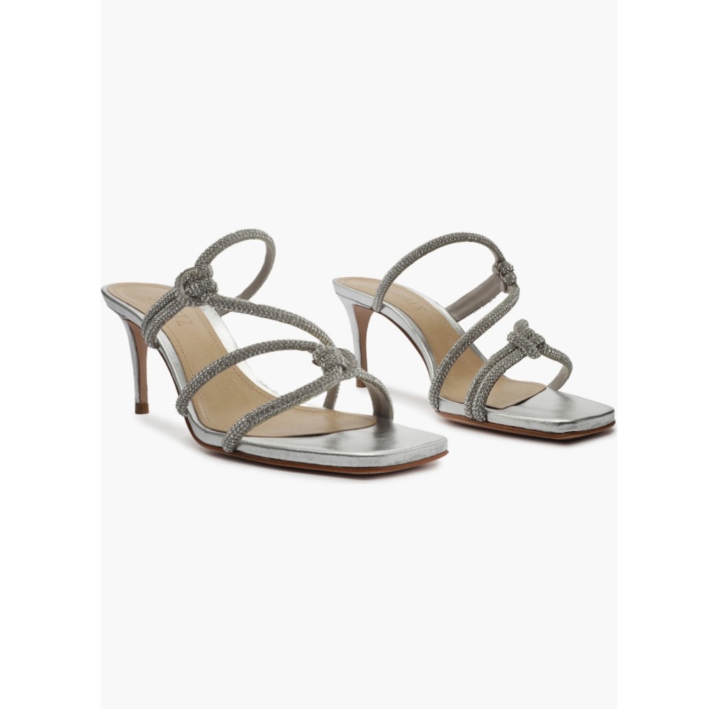 SCHUTZ Lauryn Slide Sandals Cristal Forro & Silver Women’s 5.5B Jewel Encrusted - Picture 5 of 16